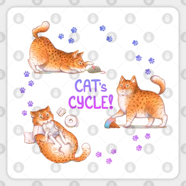 Cat's Cycle (Purple) Sticker by LilianaTikage